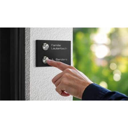 Metzler Klingel Aufputz Zweifamilienhaus Gravur | RAL 9005 Tiefschwarz | Vitus M2
