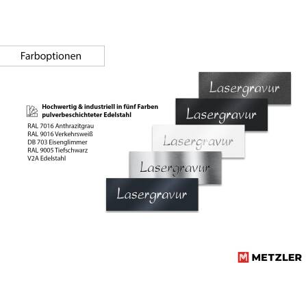 Namensschild aus Edelstahl in Weiß mit Lasergravur
