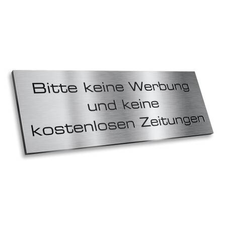 Briefkastenschild - Bitte keine Werbung - aus Edelstahl