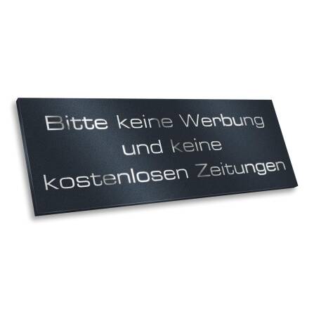 Metzler Briefkastenschild Bitte keine Werbung - Anthrazitgrau RAL 7016 pulverbeschichtet