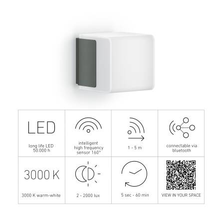 LED Außenleuchte | L 835 SC | Anthrazit | Sensor & Bluetooth