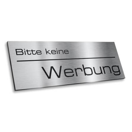 Briefkastenschild - Bitte keine Werbung - aus Edelstahl
