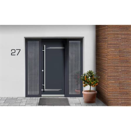 Metzler Hausnummer | Edelstahl | Modern | Anthrazitgrau | Höhe 20 cm