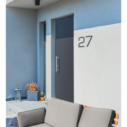Metzler Hausnummer | Edelstahl | Modern | Anthrazitgrau | Höhe 14,4 cm | a