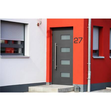 Metzler Hausnummer | Edelstahl | Modern | Anthrazitgrau | Höhe 14,4 cm | a