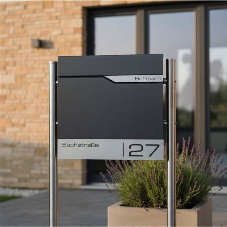 Metzler Standbriefkasten Anthrazit RAL 7016 hochwertiger Stahl | Siebert