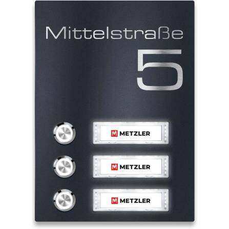Metzler Funkklingel Anthrazit austauschbare Namensschilder | Tara Slim M3