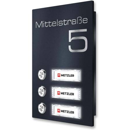 Metzler Funkklingel Anthrazit austauschbare Namensschilder | Tara Slim M3