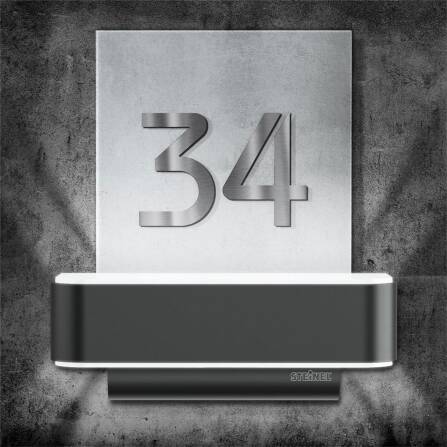 LED Hausnummernschild von Steinel | L820 | Anthrazit und Edelstahl | Sensor & Bluetooth