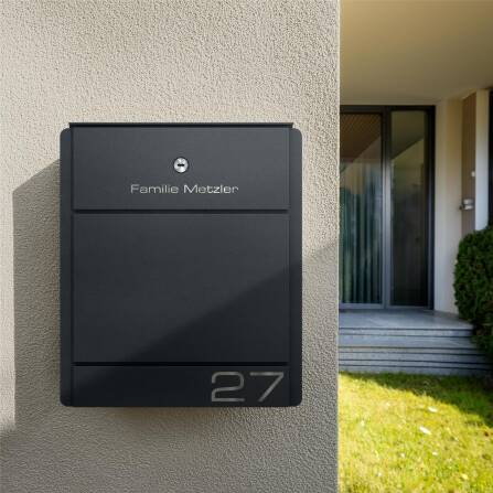 Metzler Briefkasten Anthrazit Gravur optional mit Zeitungsfach | Modell01