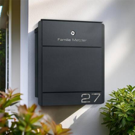 Metzler Briefkasten Anthrazit Gravur optional mit Zeitungsfach | Modell01