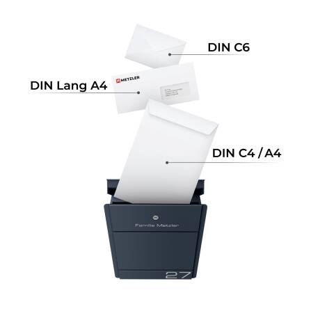 Metzler Briefkasten Anthrazit Gravur optional mit Zeitungsfach | Modell01