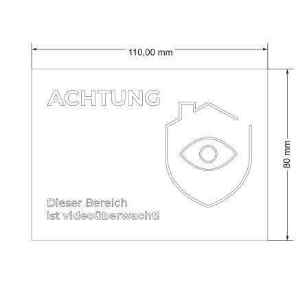 Hinweisschild aus Edelstahl 11 x 8 cm Achtung Dieser Bereich ist Videoüberwacht Anthrazitgrau RAL7016 pulverbeschichtet