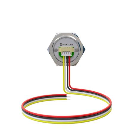 Metzler - Pulsante 19mm - Illuminazione ad anello LED Blu - IP67 IK10 - Acciaio inossidabile - Piatto - Connessione via cavo
