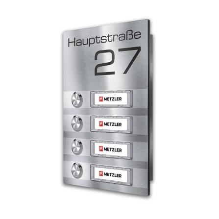 Metzler campanello wireless in acciaio inossidabile con targhette per nomi sostituibili | Tara Slim M4