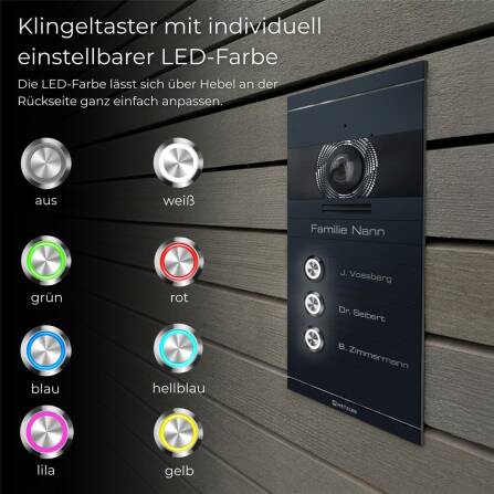 Metzler VDM10 2.0 Mehrfamilien Video-Türsprechanlage | 3 Klingeltaster | Colson