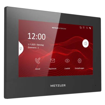 Metzler Intercom Innenstation Home, 7 Zoll Touchscreen, schwarz