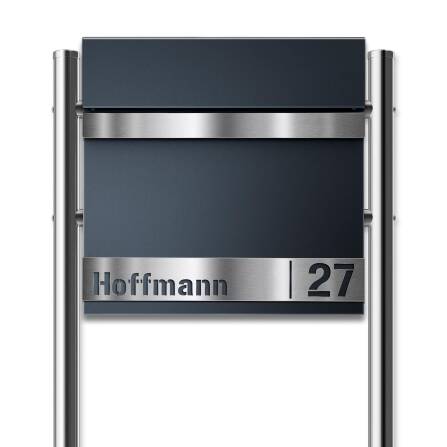 Metzler Standbriefkasten Anthrazit RAL 7016 Namensschild...
