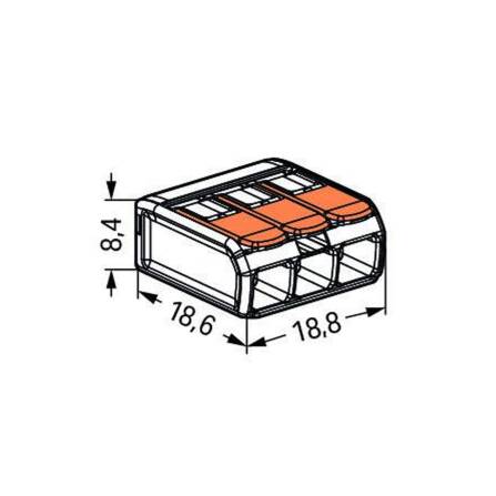 Wago Verbindungsklemme für alle Leiterarten, max 4mm², 3 Leiter, mit Hebeln