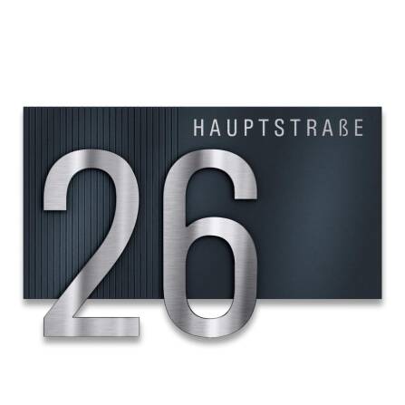 Hausnummernschild Anthrazit mit Straße & Ziffer...