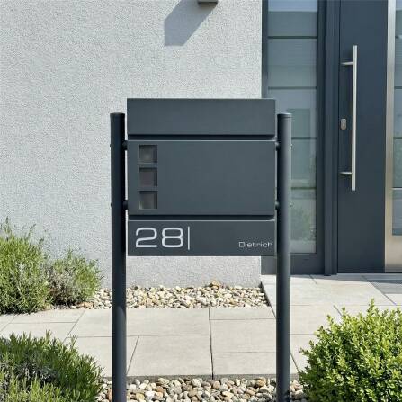 Metzler Standbriefkasten Anthrazit Sichtfenster | Cube