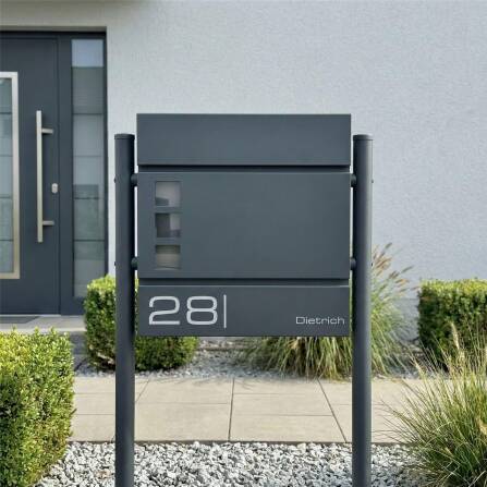 Metzler Standbriefkasten Anthrazit Sichtfenster | Cube