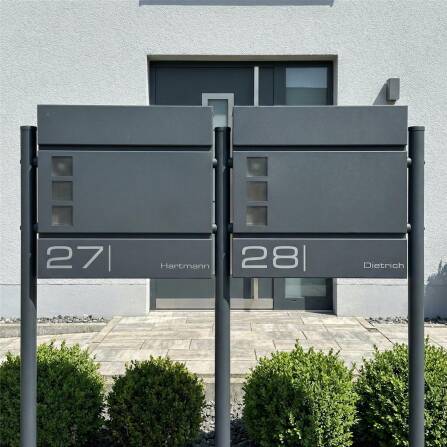 Metzler Standbriefkasten Mehrfamilienhaus Anthrazit Sichtfenster | Cube
