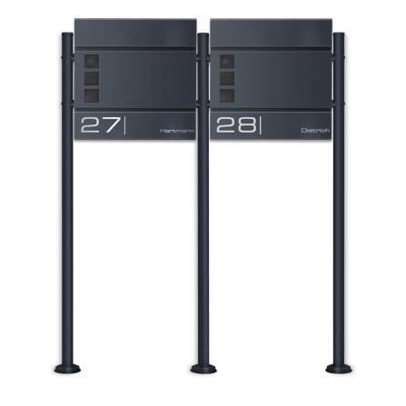 Metzler Standbriefkasten Mehrfamilienhaus Anthrazit Sichtfenster | Cube