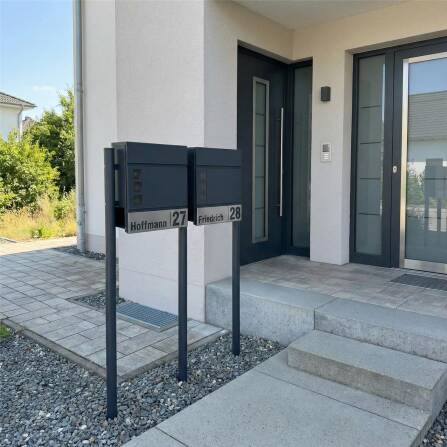 Metzler Boîte aux Lettres Support Immeuble Collectif Anthracite Bande Acier Inoxydable | Svena