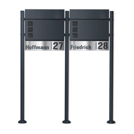 Metzler Boîte aux Lettres Support Immeuble Collectif Anthracite Bande Acier Inoxydable | Svena
