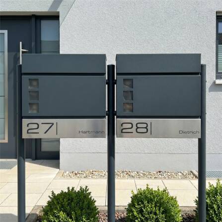 Metzler Boîte aux Lettres Support  Immeuble Collectif Anthracite Bande Acier Inoxydable | Oltmann