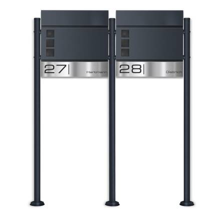 Metzler Boîte aux Lettres Support  Immeuble Collectif Anthracite Bande Acier Inoxydable | Oltmann