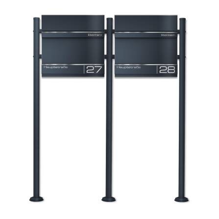 Metzler Standbriefkasten Mehrfamilienhaus Anthrazit Lasergravur | Hermann