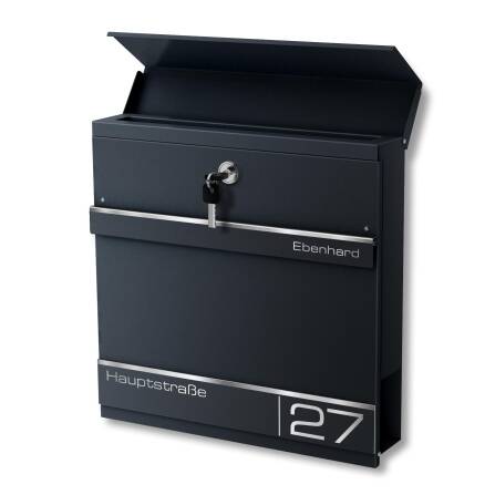 Metzler Standbriefkasten Mehrfamilienhaus Anthrazit Lasergravur | Hermann