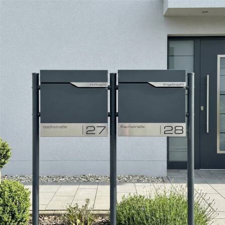 Metzler Boîte aux Lettres Support Immeuble Collectif Anthracite RAL 7016 Gravure Laser | Siebert