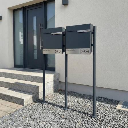 Metzler Boîte aux Lettres Support Immeuble Collectif Anthracite RAL 7016 Gravure Laser | Siebert