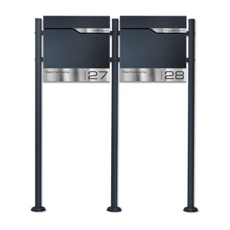 Metzler Boîte aux Lettres Support Immeuble Collectif Anthracite RAL 7016 Gravure Laser | Siebert