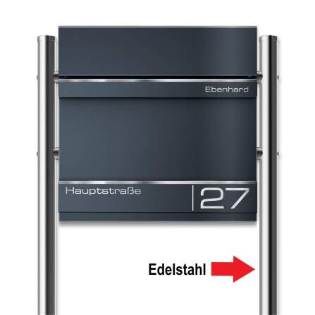 Metzler Cassetta Postale Autoportante Antracite Incisione Laser | Hermann