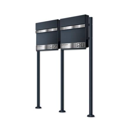 Metzler Standbriefkasten Mehrfamilienhaus Anthrazit Gravurleiste | Stencil