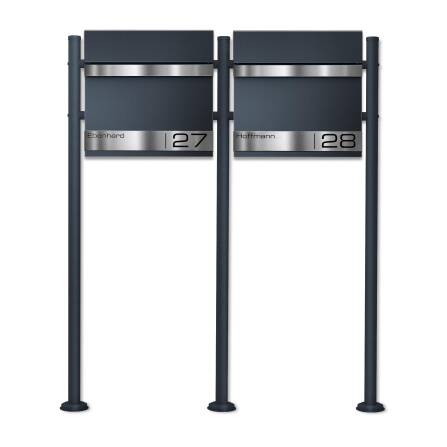 Metzler Standbriefkasten Mehrfamilienhaus Anthrazit Gravurleiste | Stencil