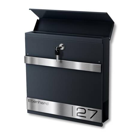 Metzler Standbriefkasten Mehrfamilienhaus Anthrazit Gravurleiste | Stencil