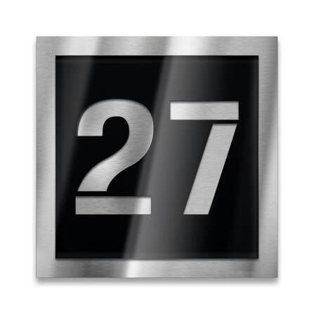 Hausnummerntafel Hochglanz Edelstahl in Schwarz...
