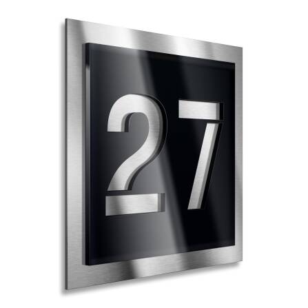 Hausnummerntafel Hochglanz Edelstahl in Schwarz verschiedene Größen