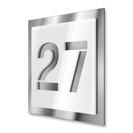 Hausnummerntafel Edelstahl in Weiß verschiedene...