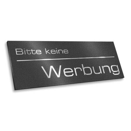 Metzler Briefkastenschild "Bitte keine Werbung" Eisenglimmer DB 703 pulverbeschichtet