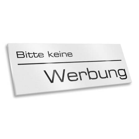 Metzler Briefkastenschild "Bitte keine Werbung"  | Pulverbeschichtet | Weiß