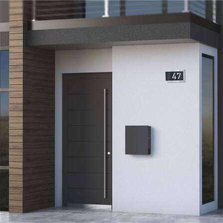 Metzler modernes Hausnummernschild Edelstahl Anthrazit