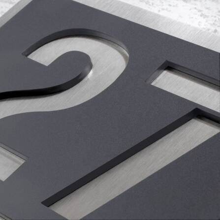Metzler modernes Hausnummernschild Edelstahl Anthrazit