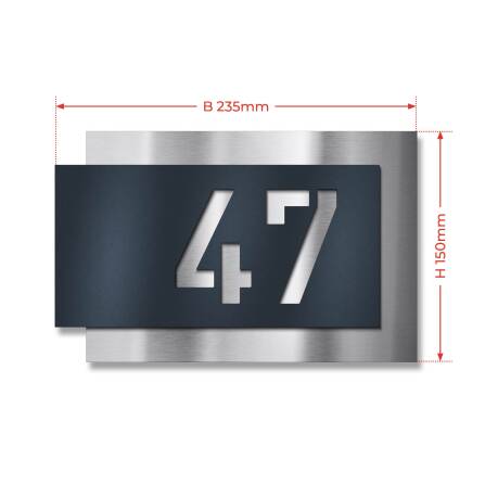 Metzler modernes Hausnummernschild Edelstahl Anthrazit