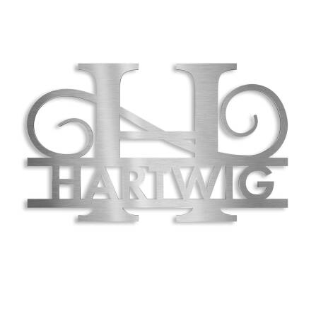 Monogramme personnalisé en acier inoxydable Nom 180x270 mm sans fixation